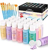 Acrylic Paint Set With 12 Brushes, 24 Colors (59ml, 2oz) Art Craft Paints for Adults Artists Begi...
