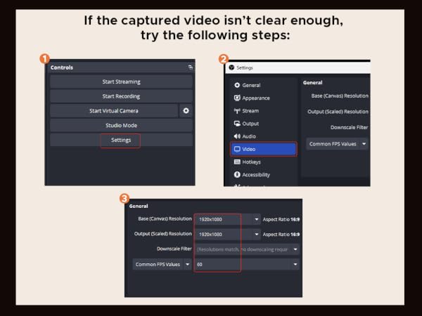 Capture Card Settings Notes