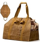 OneTigris Firewood Carrier, 2-in-1 Firewood Log Carrier Bag, Waxed Canvas Firewood Tote Carrier E...