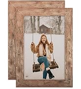 TOFOREVO Picture Frames 4x6 Set of 2 Rustic Wood Grain Photo Frame for Gallery Wall Mounting or T...