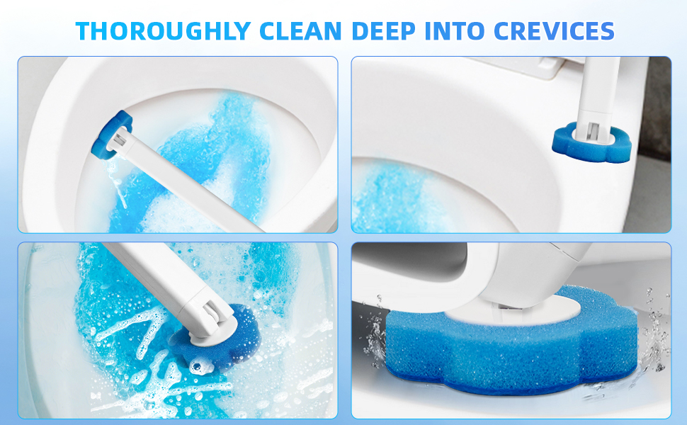 nder the rim toilet cleaner, flexible sponge toilet wand, non-scratch toilet scrubber.