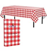 Red Gingham Vinyl Tablecloths - 54 In. x 70 In. - Pack Of 1 Rectangle Tablecloth - Black Flannel ...
