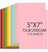 Cardstock 5x7, 110Sheets, 10 Assorted Colors Construction Paper, 5x7 Cardstock Paper, 75lb/ 200gs...