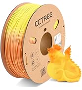 CCTREE Temperature Color Change PLA+ Filament 1.75mm, Color Change Orange to Yellow 3D Printer Fi...