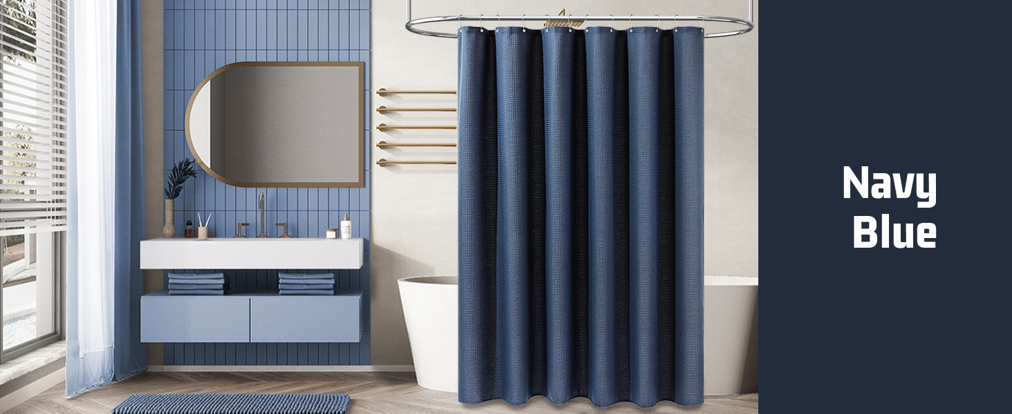 navy blue shower curtain