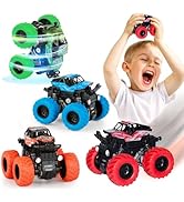 LONANDY 4 Pack Monster Truck Toys for Boys and Girls - Friction Powered Push and Go Toy Cars, Ine...