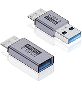 Poyiccot USB A to Micro B Adapter (2 Styles), USB Female to Micro B Male Adapter + USB Male to Mi...