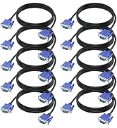 URELEGAN VGA Cable 6 Feet 10-Pack, VGA to VGA Monitor Cable 1080P Full HD Male to Male Cord HD15 ...