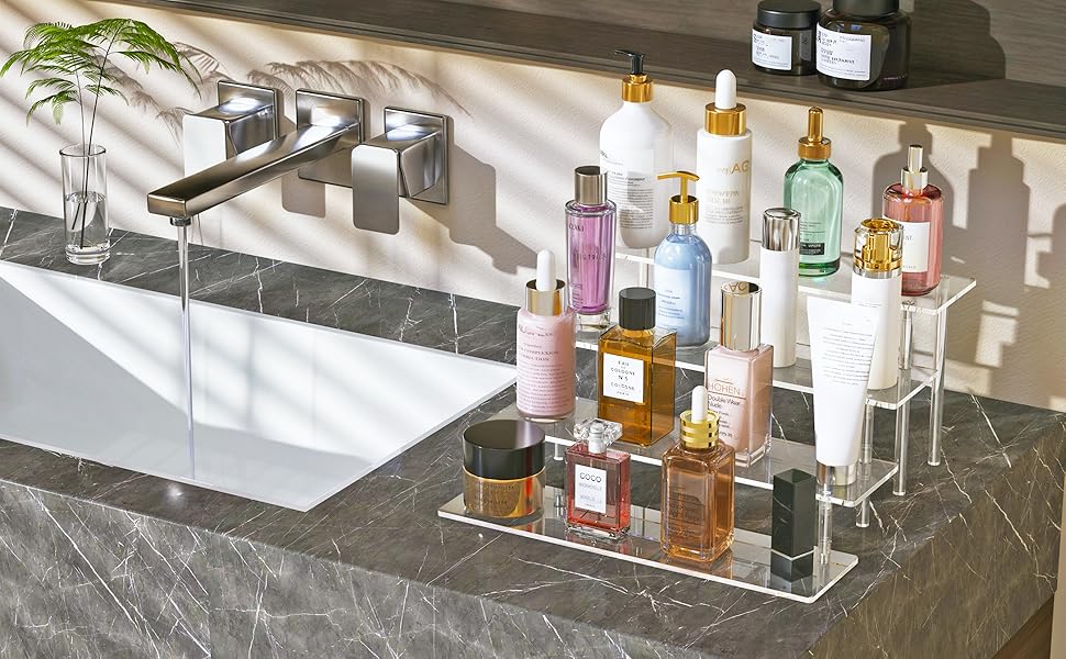 acrylic display risers 4 tier perfume organizer stand