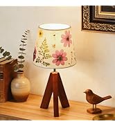 Floresita Dried Flowers Tripod Table Lamp 14.17in, 9W LED 3-Color Cute Bedside Lamp with Flowers ...