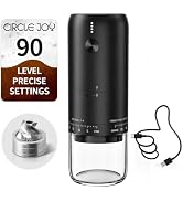 CIRCLE JOY Rechargeable Electric Burr Coffee Grinder Portable Cordless Coffee Bean Grinder with S...