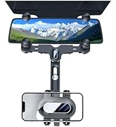 Turcee Car Rearview Mirror Navigation Phone Holder, 360 Rotatable and Retractable, for iPhone, Sa...