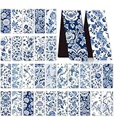 Chinoiserie Magnetic Bookmarks Gifts - Wxiben 30Pcs Blue and White Porcelain Bookmarks Magnets Vi...