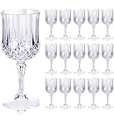 Ciaell 24PCS Plastic Wine Glasses - 7 Oz Plastic Goblets for Party - Clear Vintage Drinking Glass...