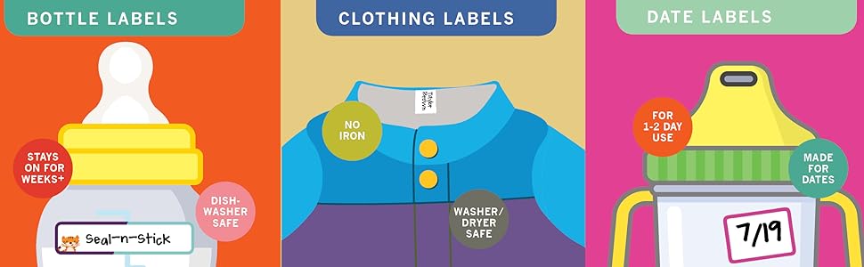 waterproof labels daycare back to school baby bottle self laminating dishwasher safe clothing label