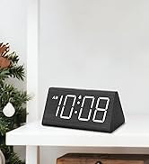 DreamSky Wooden Digital Alarm Clocks for Bedrooms - Electric Desk Clock with Large Numbers, USB P...