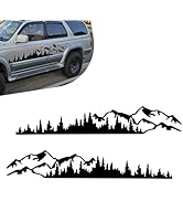 WZP 2 PCS Car Mountains Tree Vinyl Decals, 39.4" x 6.7" Waterproof Mountains Silhouette Outdoors ...