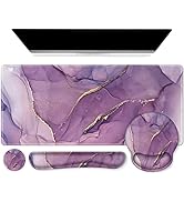 iCasso Purple Ergonomic Large Mouse Pad with Wrist Support, 4in1 XXL Desk Mat Set- Keyboard Wrist...