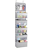 Univivi 6 - Layer Fabric Over the Door Organizer Gray Foldable Door Organizers Nursery Closet Sto...