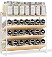 MUDEELA 4 Tier Spice Rack Organizer for Cabinet,Wooden Vertical Spice Shelf, Seasoning Organizer ...