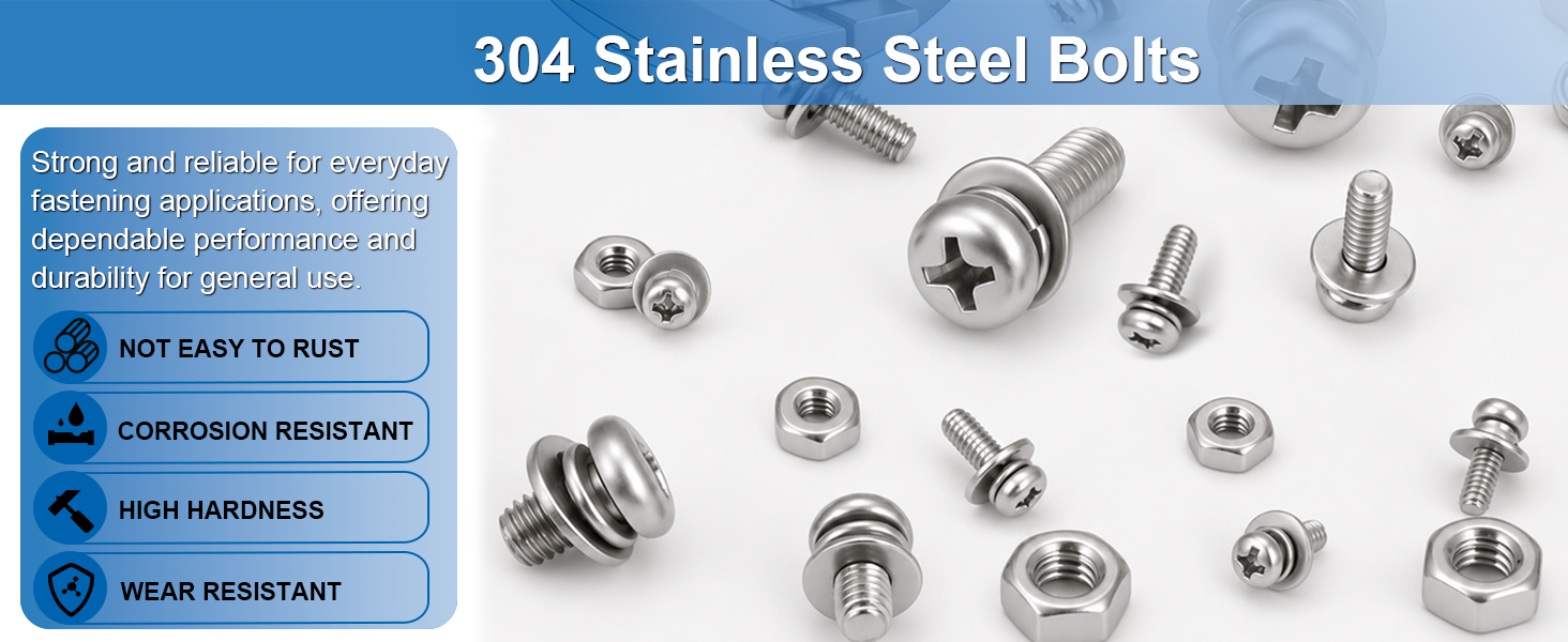 970 Pcs 304 Stainless Steel M2 M2.5 M3 M4 M5 Phillips Pan Head Bolts Assortment Kit
