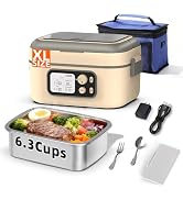 Cordless Electric Lunch Box for Adults, 24,000mAh 100W Rechargeable Battery Powered Automatic Hea...