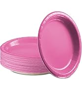 Amcrate Paper Dinner Plates Bright Pink, 8 1/2 Inches Paper Plates Disposable, Strong and Sturdy ...