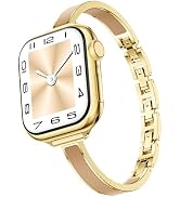 Mosonio Slim Designer Bracelet Bands for Apple Watch Women, Elegant Thin Dressy Metal Band with E...