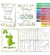 WNINK Baby's First ABC Book & Baby Shower Game – A to Z Coloring Cards with 24 Watercolor Pens, F...