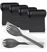 EUSOAR Plastic Fork Spoons, 100pcs Disposable Sporks 5.5