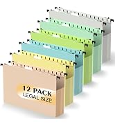 Extra Capacity Plastic Hanging File Folders,12 Pack Reinforced Expanding Hang Folder Legal Size,A...