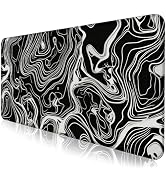 Minimalist Abstract Line XL Desktop Mat, Curved Pattern Mountain Background Decorative Mat, Suita...