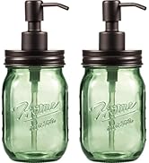 Amolliar Green Glass Soap Dispenser, 16OZ Regular Mouth Liquid Hand Soap Holder, Stainless Steel ...