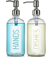 JASAI 2Pack 18OZ Glass Soap Dispenser with Rustproof 304 Stainless Steel Pump, Kitchen Soap Dispe...