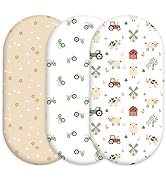 Civarua Kids Baby Bassinet Sheets, 3 Pack for Baby Boy and Girl, Soft Breathable 32" x 16", Bassi...