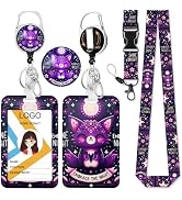 HASFINE Night Cat Badge Holder with Breakaway Lanyard & Retractable Badge Reel with Heavy Duty Ca...
