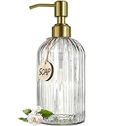 JASAI 18Oz Glass Soap Dispenser with Golden Pump for Kitchen,Refillable Liquid Hand Soap Dispense...