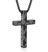 Gnamy Soccer Easter Basket Stuffers - Cross Necklace for Boys Men, Cross with Bible Verse Stainle...