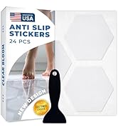 Clear Bloom Anti Slip Shower Stickers 24 PCS, White Non-Slip Shower Strips for Adults, Premium Ad...