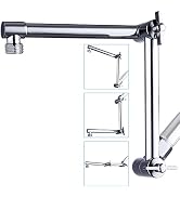 Shower Head Extension Arm,13" Solid Brass Adjustable Extender with Lock Joint, Standard 1/2", Ris...
