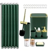 Bathroom Accessories Set Complete, Green, 23PCS | 3 in 1 Shower Curtain set, Bathroom Trash Can,B...