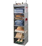 roomtalk 7-Tier Hanging Closet Organizer with 6 Side Pockets, Foldable Hanging Closet Shelves for...