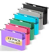 Extra Capacity Legal Size Hanging File Folders,12 Pack Reinforced Plastic Hanging Folder, Heavy D...