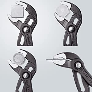 Fine adjustment for optimum adaptation to different size workpieces and a comfortable gripping