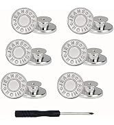 YouOKLight Buttons for Jeans, 17 mm no-sew nailess Removable Metal Jeans Buttons Replacement Repa...