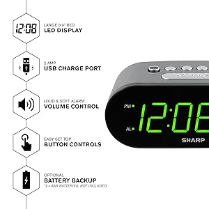 USB fast charge basic clock alarm simple easy to use