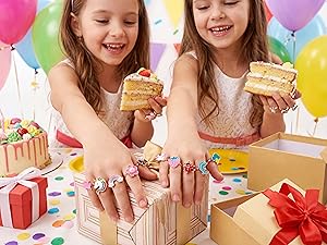 PASEMM 36pcs Little Girl Jewel Rings