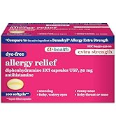 A+Health Dye-Free Extra Strength Allergy Relief Medicine, Diphenhydramine HCl 50mg Softgels, Anti...