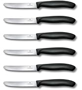 Victorinox Swiss Classic 6-Piece Steak Knife Set (4½" Blade with Round Tip, Serrated) Black