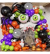 Froova Halloween Balloon Garland 146 Pcs Purple Green Black Orange Balloons Arch Kit with 22 Inch...